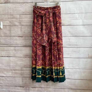 VINTAGE LESLIE FAY‎ PLEATED MIDI SKIRT WITH MATCHING TIE BELT/SCARF